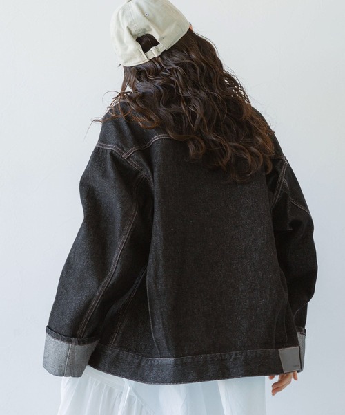RAGEBLUE（レイジブルー）の「＜セットアップ対応＞ステッチデザイン/デニムジャケット（デニムジャケット・レディース・ブラック/ネイビー・FREE）」の6枚目の写真