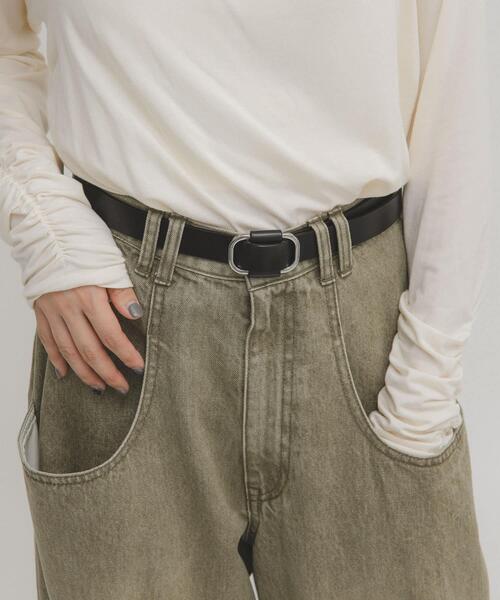 KBF（ケイビーエフ）の「ホールレスレザーベルト（ベルト・レディース・ブラック/ダークブラウン/キャメル・ONE）」の2枚目の写真