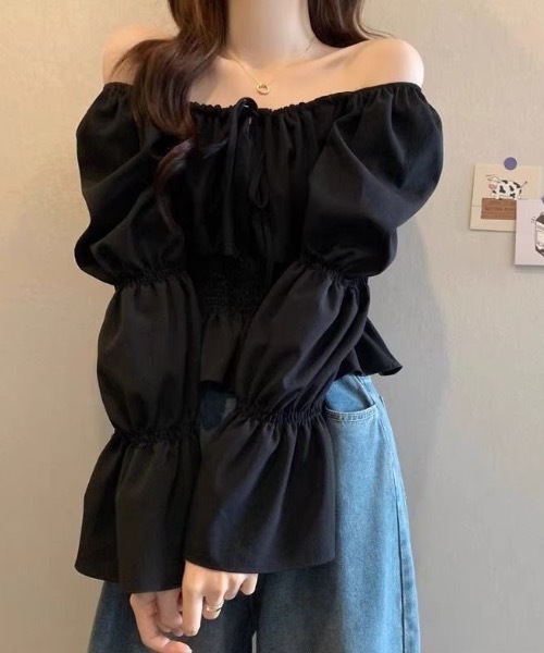 SHEPP(シープ)の「リボンスクエアネックブラウス(シャツ/ブラウス・レディース・ホワイト/アイボリー/ブラック・M/L)」の9枚目の写真