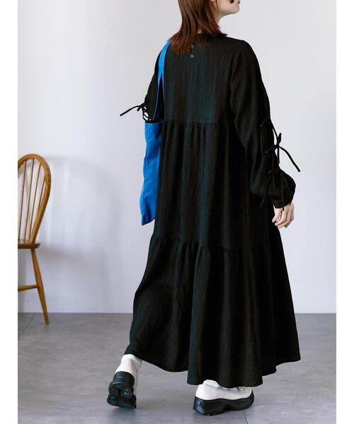 ehka sopo（エヘカソポ）の「袖リボンワンピース（ワンピース・レディース・ブラック/キナリ/グリーン・F）」の3枚目の写真