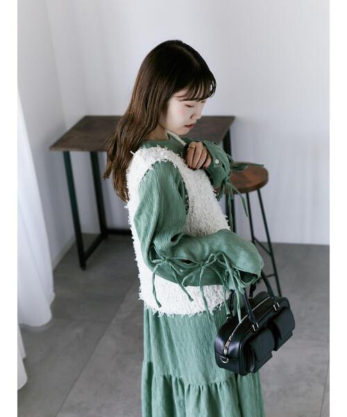 ehka sopo（エヘカソポ）の「袖リボンワンピース（ワンピース・レディース・ブラック/キナリ/グリーン・F）」の19枚目の写真