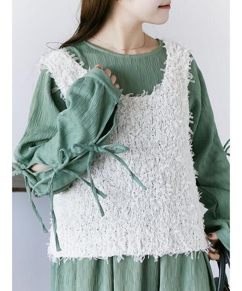 ehka sopo（エヘカソポ）の「袖リボンワンピース（ワンピース・レディース・ブラック/キナリ/グリーン・F）」の21枚目の写真