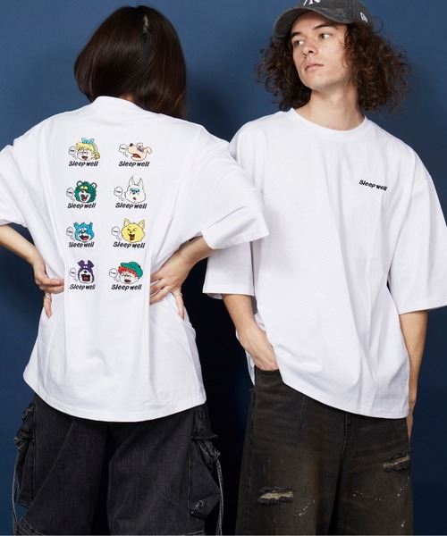 unrelaxing（アンリラクシング）の「オーバーサイズ  刺繍 Tシャツ 綿100％ /embroidery oversize T-shirt（Tシャツ/カットソー・メンズ・その他2/ブラックミックス/その他13/ブラック系その他5/ブラック/ホワイト・SMALL/MEDIUM/LARGE/X-LARGE）」の6枚目の写真