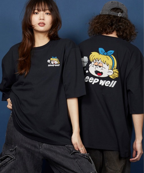 unrelaxing（アンリラクシング）の「オーバーサイズ  刺繍 Tシャツ 綿100％ /embroidery oversize T-shirt（Tシャツ/カットソー・メンズ・その他2/ブラックミックス/その他13/ブラック系その他5/ブラック/ホワイト・SMALL/MEDIUM/LARGE/X-LARGE）」の3枚目の写真