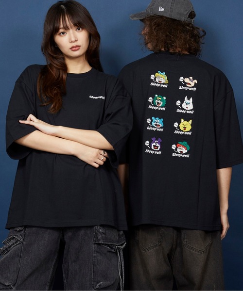 unrelaxing（アンリラクシング）の「オーバーサイズ  刺繍 Tシャツ 綿100％ /embroidery oversize T-shirt（Tシャツ/カットソー・メンズ・その他2/ブラックミックス/その他13/ブラック系その他5/ブラック/ホワイト・SMALL/MEDIUM/LARGE/X-LARGE）」の4枚目の写真