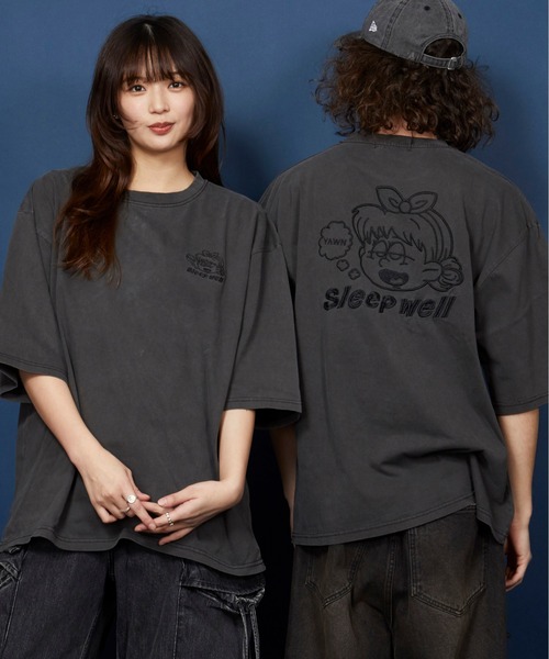 unrelaxing（アンリラクシング）の「オーバーサイズ  刺繍 Tシャツ 綿100％ /embroidery oversize T-shirt（Tシャツ/カットソー・メンズ・その他2/ブラックミックス/その他13/ブラック系その他5/ブラック/ホワイト・SMALL/MEDIUM/LARGE/X-LARGE）」の10枚目の写真
