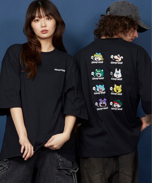 unrelaxing（アンリラクシング）の「オーバーサイズ  刺繍 Tシャツ 綿100％ /embroidery oversize T-shirt（Tシャツ/カットソー・メンズ・その他2/ブラックミックス/その他13/ブラック系その他5/ブラック/ホワイト・SMALL/MEDIUM/LARGE/X-LARGE）」の14枚目の写真