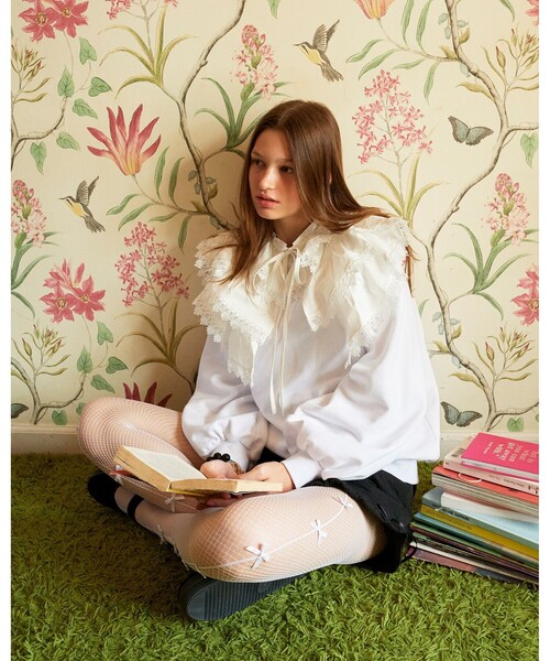 CAROLINA GLASER（カロリナ グレイサー）の「リボン タイツ（ソックス/靴下・レディース・ブラック/ホワイト・ONE SIZE）」の19枚目の写真