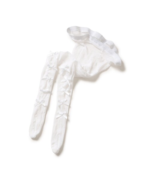 CAROLINA GLASER（カロリナ グレイサー）の「リボン タイツ（ソックス/靴下・レディース・ブラック/ホワイト・ONE SIZE）」の7枚目の写真