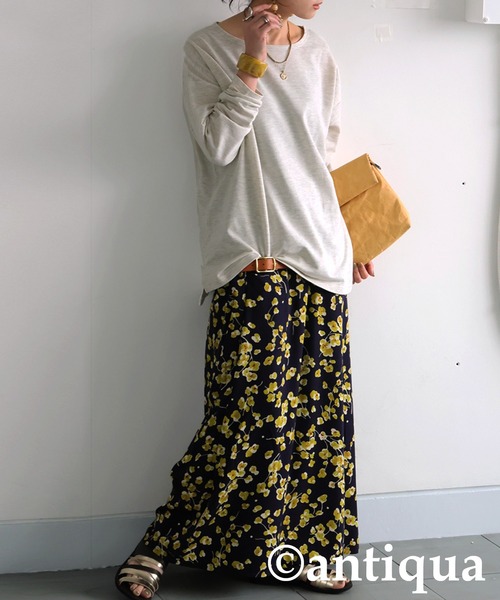 antiqua(アンティカ)の「ミニ裏毛トップス(Tシャツ/カットソー・レディース・ブルー/ブラック/カーキ/ピンク/オートミール・P/R)」の16枚目の写真