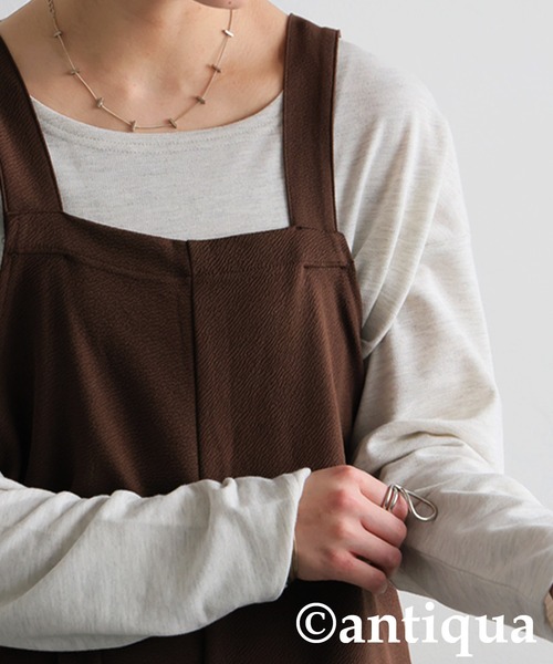 antiqua(アンティカ)の「ミニ裏毛トップス(Tシャツ/カットソー・レディース・ブルー/ブラック/カーキ/ピンク/オートミール・P/R)」の14枚目の写真
