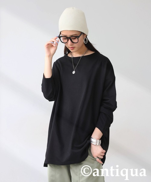 antiqua(アンティカ)の「ミニ裏毛トップス(Tシャツ/カットソー・レディース・ブルー/ブラック/カーキ/ピンク/オートミール・P/R)」の20枚目の写真