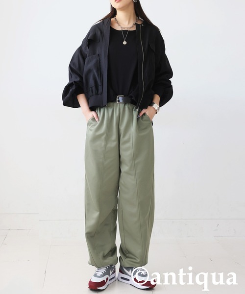 antiqua(アンティカ)の「ミニ裏毛トップス(Tシャツ/カットソー・レディース・ブルー/ブラック/カーキ/ピンク/オートミール・P/R)」の19枚目の写真