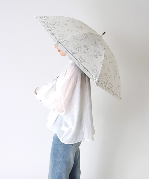 Wpc.】晴雨兼用遮光フラワードローイング（完全遮光） ＠（長傘