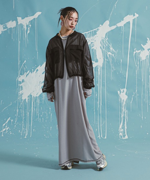 bohmal(ボマール)の「ボリュームスリーブメッシュブルゾン(ブルゾン・レディース・アイボリー/ブラック・MEDIUM)」の3枚目の写真