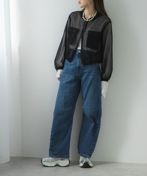 bohmal(ボマール)の「ボリュームスリーブメッシュブルゾン(ブルゾン・レディース・アイボリー/ブラック・MEDIUM)」の8枚目の写真