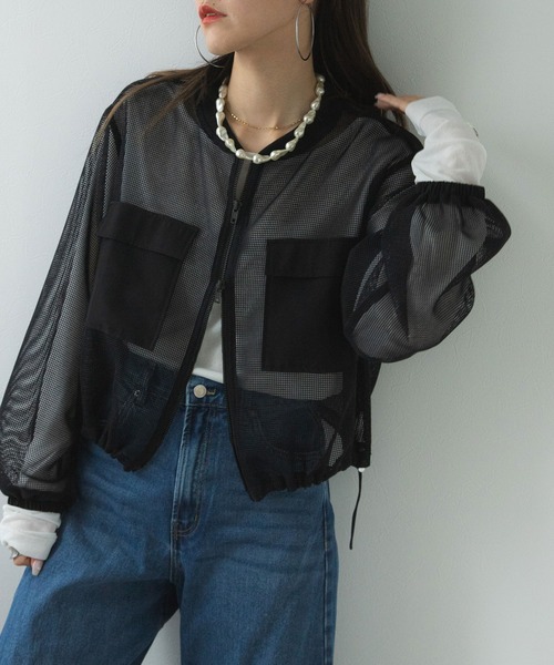 bohmal(ボマール)の「ボリュームスリーブメッシュブルゾン(ブルゾン・レディース・アイボリー/ブラック・MEDIUM)」の11枚目の写真