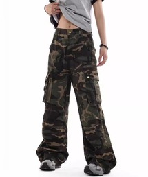 IO（イオ）（イオ）の「◆カモフラージュ迷彩　ワイドカーゴパンツ（カーゴパンツ）」