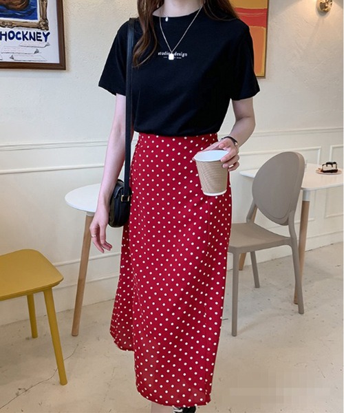 DAYRA(デイラ)の「配色 ロゴプリント クルーネック 半袖 Tシャツ(Tシャツ/カットソー・レディース・ホワイト/ピンク/ベージュ/ブルーグレー/ブラック・M/XL)」の6枚目の写真
