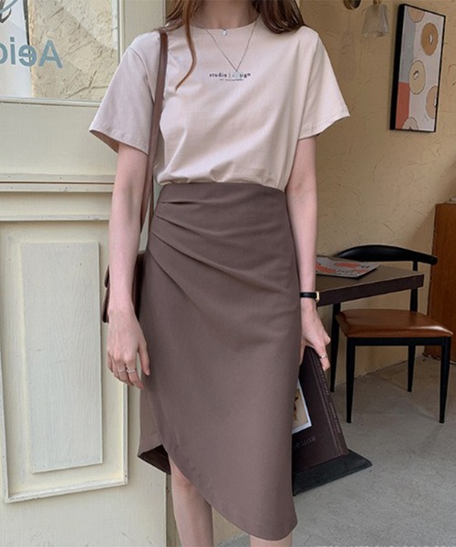 DAYRA(デイラ)の「配色 ロゴプリント クルーネック 半袖 Tシャツ(Tシャツ/カットソー・レディース・ホワイト/ピンク/ベージュ/ブルーグレー/ブラック・M/XL)」の10枚目の写真