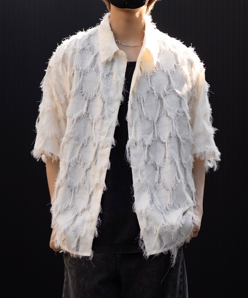 CLEL(クレイル)の「【CLEL】Fringe Design Jacquard Short Sleeve Shirt/フリンジデザイン ジャガード半袖シャツ(シャツ/ブラウス・メンズ・ブラック/アイボリー/チャコールグレー・XS/S/M/L)」の22枚目の写真