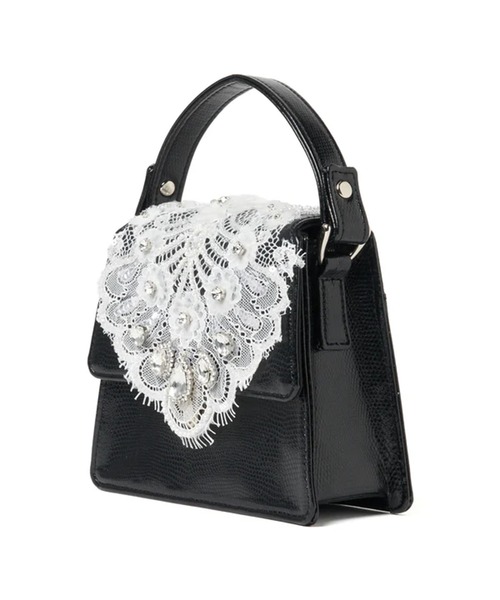 tanakadaisuke/タナカダイスケ】white lace crocodile mini bag/レース