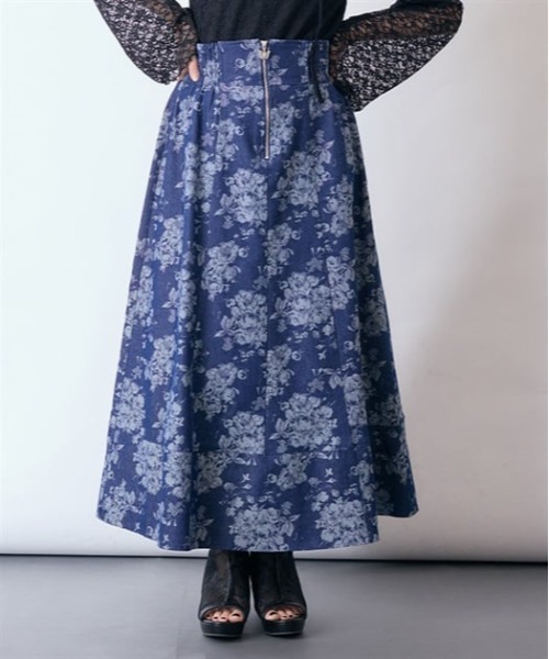 axes femme(アクシーズファム)の「ジップ付ブーケデニムスカート(デニムスカート・レディース・インディゴブルー/ケミカルウォッシュ・FREE)」の19枚目の写真