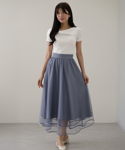 Lace Ladies(レースレディース)の「パイピング ギャザー フレア ロング スカート(スカート・レディース・チャコールグレー/グレー/ブルーグレー/ブラック・FREE/S)」の16枚目の写真