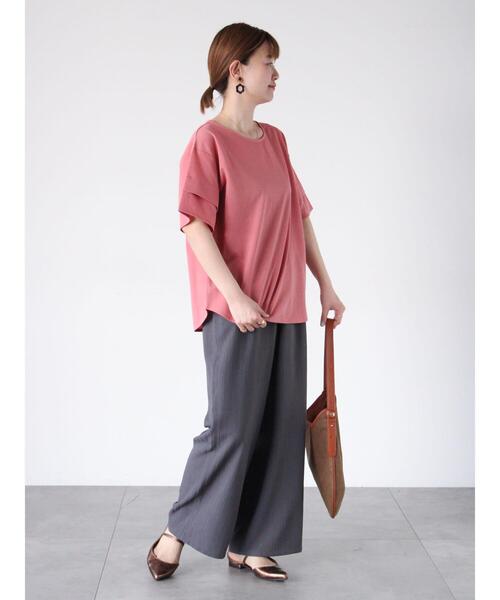 Lugnoncure(ルノンキュール)の「プレーティング袖タックTシャツ(Tシャツ/カットソー・レディース・オフホワイト/ブルー/ピンク/チャコールグレー/ブラック・F)」の21枚目の写真