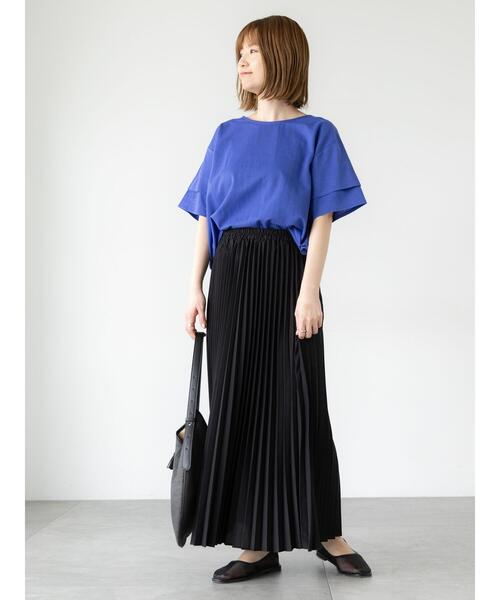 Lugnoncure(ルノンキュール)の「プレーティング袖タックTシャツ(Tシャツ/カットソー・レディース・オフホワイト/ブルー/ピンク/チャコールグレー/ブラック・F)」の19枚目の写真