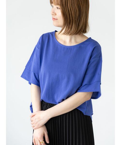 Lugnoncure(ルノンキュール)の「プレーティング袖タックTシャツ(Tシャツ/カットソー・レディース・オフホワイト/ブルー/ピンク/チャコールグレー/ブラック・F)」の17枚目の写真