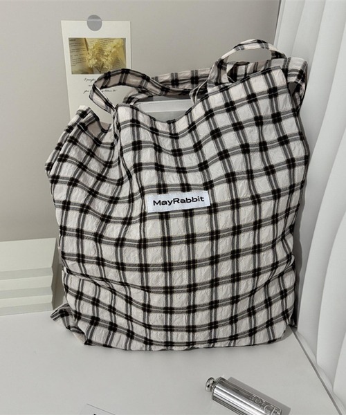 Mignonjour(ミニョンジュール)の「Mignonjour/チェック柄トートバッグ M2722(トートバッグ・レディース・ピンク/ブラウン/パープル/ブラック・FREE)」の1枚目の写真
