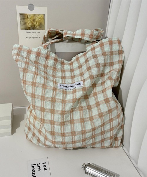 Mignonjour(ミニョンジュール)の「Mignonjour/チェック柄トートバッグ M2722(トートバッグ・レディース・ピンク/ブラウン/パープル/ブラック・FREE)」の6枚目の写真