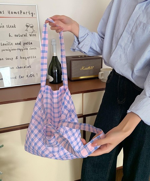 Mignonjour(ミニョンジュール)の「Mignonjour/チェック柄トートバッグ M2722(トートバッグ・レディース・ピンク/ブラウン/パープル/ブラック・FREE)」の10枚目の写真