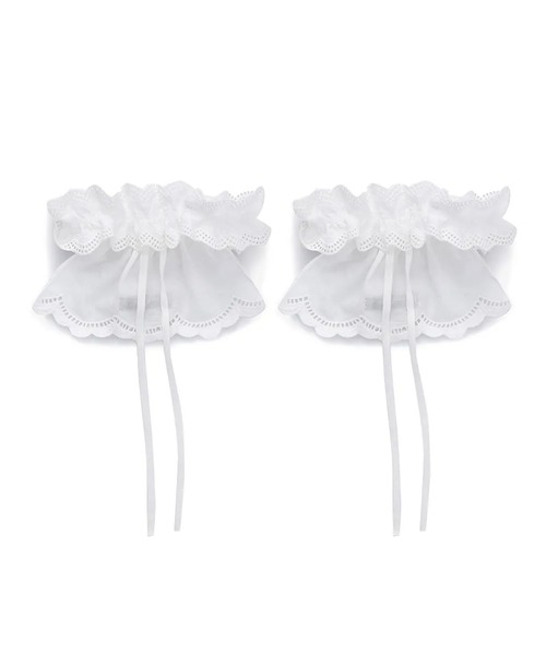 CRANK（クランク）の「A'GEM/9 × .kom 『CRANK/クランク』 COTTON FRILL SHOE COVER/コットンフリルシューカバー（シューズアクセサリー・レディース・ホワイト/ブラック・FREE）」の8枚目の写真