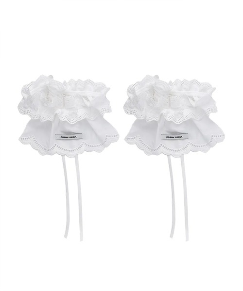 CRANK（クランク）の「A'GEM/9 × .kom 『CRANK/クランク』 COTTON FRILL SHOE COVER/コットンフリルシューカバー（シューズアクセサリー・レディース・ホワイト/ブラック・FREE）」の7枚目の写真