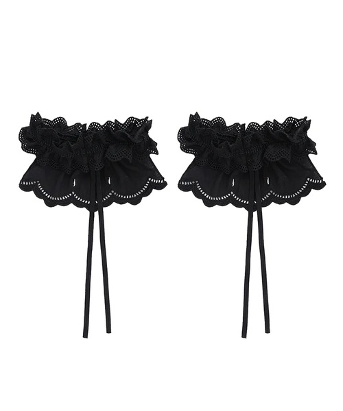 CRANK（クランク）の「A'GEM/9 × .kom 『CRANK/クランク』 COTTON FRILL SHOE COVER/コットンフリルシューカバー（シューズアクセサリー・レディース・ホワイト/ブラック・FREE）」の10枚目の写真