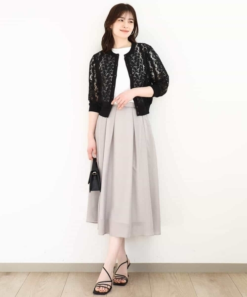 OFUON le MK（オフオンルエムケー）の「タックフレアーシアースカート/洗える（スカート・レディース・ライトグレー/ネイビー/ライトブルー・36/38/40）」の13枚目の写真