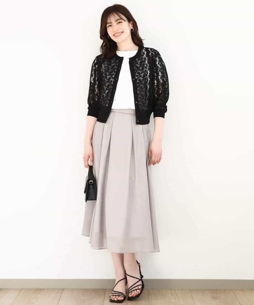 OFUON le MK（オフオンルエムケー）の「タックフレアーシアースカート/洗える（スカート・レディース・ライトグレー/ネイビー/ライトブルー・36/38/40）」の14枚目の写真