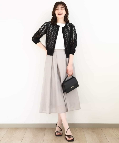 OFUON le MK（オフオンルエムケー）の「タックフレアーシアースカート/洗える（スカート・レディース・ライトグレー/ネイビー/ライトブルー・36/38/40）」の15枚目の写真