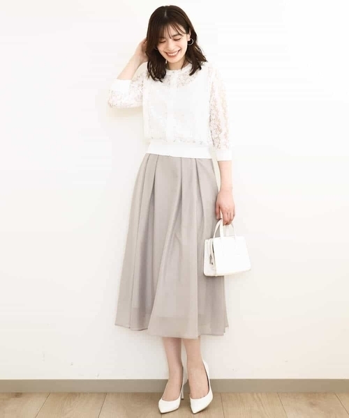 OFUON le MK（オフオンルエムケー）の「タックフレアーシアースカート/洗える（スカート・レディース・ライトグレー/ネイビー/ライトブルー・36/38/40）」の16枚目の写真