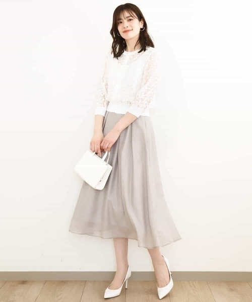 OFUON le MK（オフオンルエムケー）の「タックフレアーシアースカート/洗える（スカート・レディース・ライトグレー/ネイビー/ライトブルー・36/38/40）」の17枚目の写真