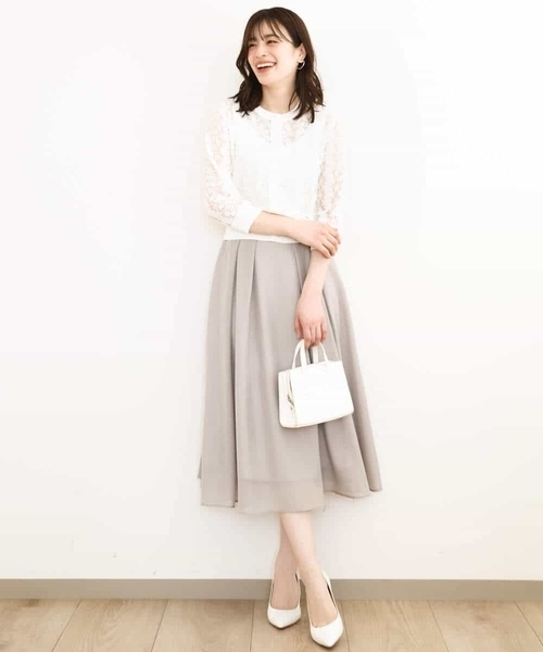 OFUON le MK（オフオンルエムケー）の「タックフレアーシアースカート/洗える（スカート・レディース・ライトグレー/ネイビー/ライトブルー・36/38/40）」の18枚目の写真