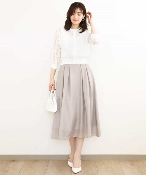 OFUON le MK（オフオンルエムケー）の「タックフレアーシアースカート/洗える（スカート・レディース・ライトグレー/ネイビー/ライトブルー・36/38/40）」の19枚目の写真