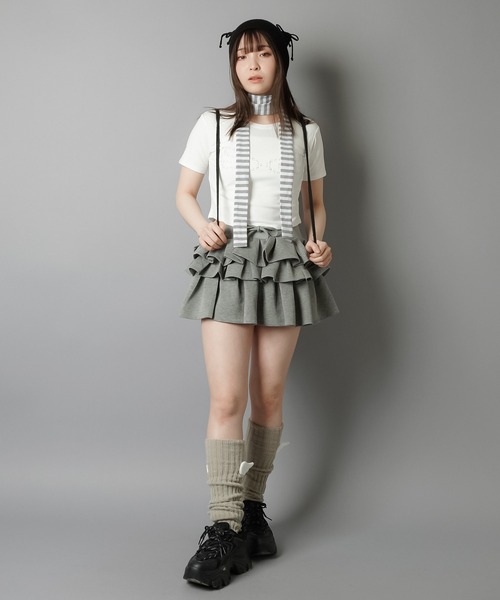 SPINNS(スピンズ)の「ウィッシュコア ピタTシャツ/ラインストーンウイング/羽根(Tシャツ/カットソー・レディース・ブラック/オフホワイト・ONESIZE)」の11枚目の写真