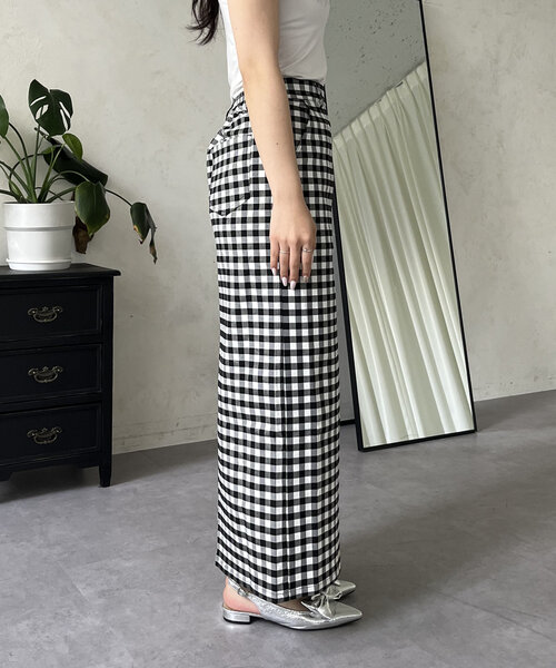 prose verse（プロズヴェール）の「スーパーストレッチギンガムナロースカート（スカート・レディース・ブラック系その他・LARGE/PM/MEDIUM/PL/TM/TL）」の9枚目の写真