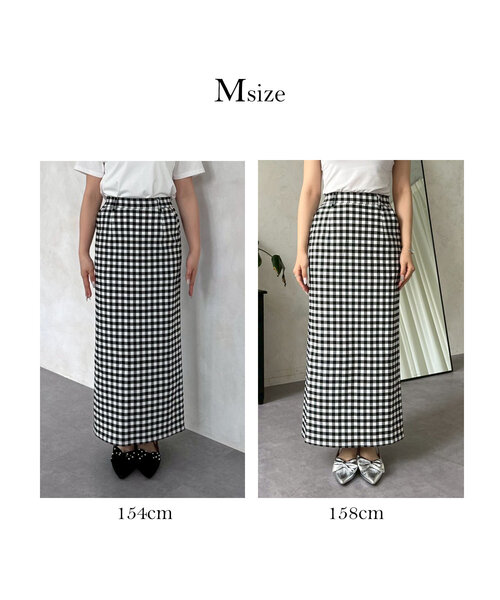 prose verse（プロズヴェール）の「スーパーストレッチギンガムナロースカート（スカート・レディース・ブラック系その他・LARGE/PM/MEDIUM/PL/TM/TL）」の15枚目の写真