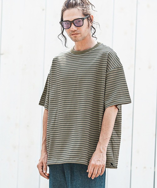 CAMBIO(カンビオ)の「mt9737- ボーダースピンドルTシャツ(Tシャツ/カットソー・メンズ・ホワイト×グレー/ブラック×ホワイト/グレー系その他・M/L/XL)」の4枚目の写真