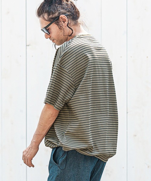 CAMBIO(カンビオ)の「mt9737- ボーダースピンドルTシャツ(Tシャツ/カットソー・メンズ・ホワイト×グレー/ブラック×ホワイト/グレー系その他・M/L/XL)」の5枚目の写真