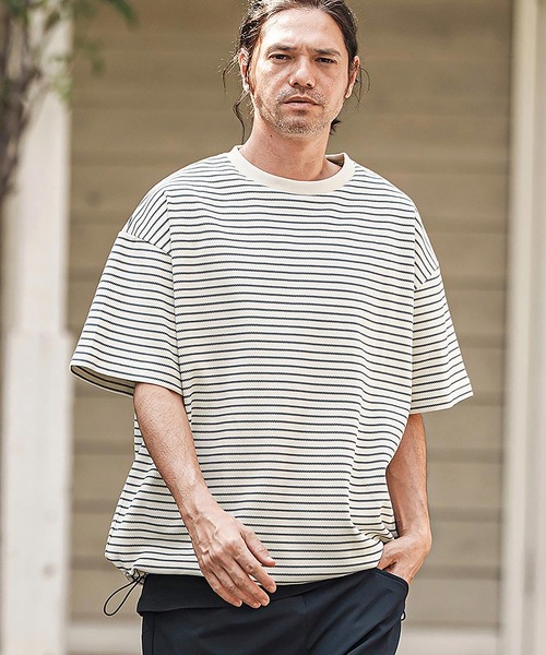 CAMBIO(カンビオ)の「mt9737- ボーダースピンドルTシャツ(Tシャツ/カットソー・メンズ・ホワイト×グレー/ブラック×ホワイト/グレー系その他・M/L/XL)」の9枚目の写真
